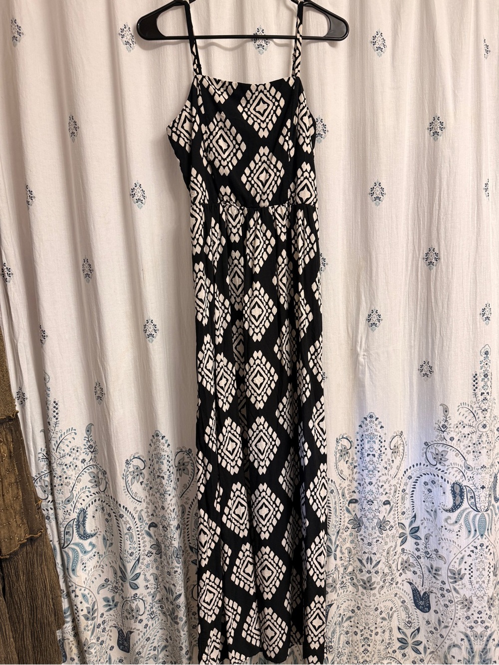 Lily Rose Black White Geometric Diamond Print Maxi Dress Size Large